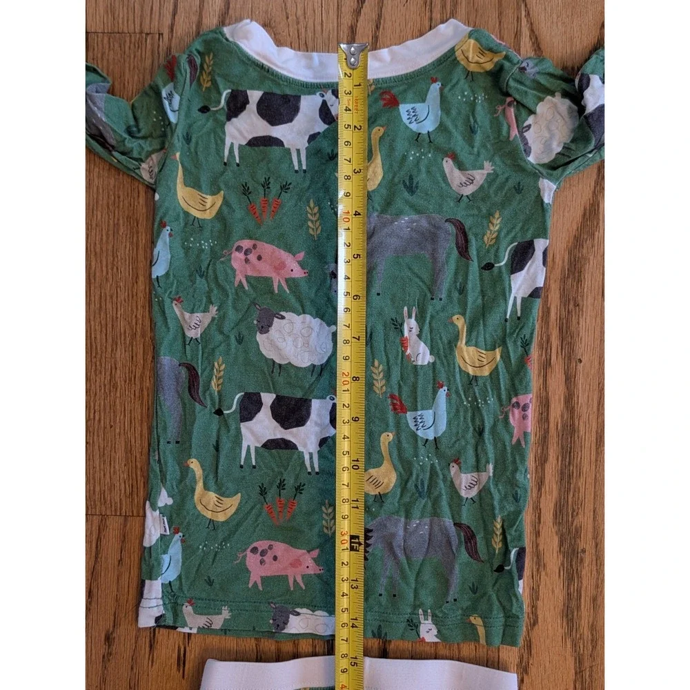 Little Sleepies Green Farm Animals 2T 2 Piece Pajama Set Bamboo Viscose Retired